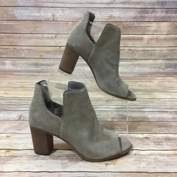 open toe gray booties